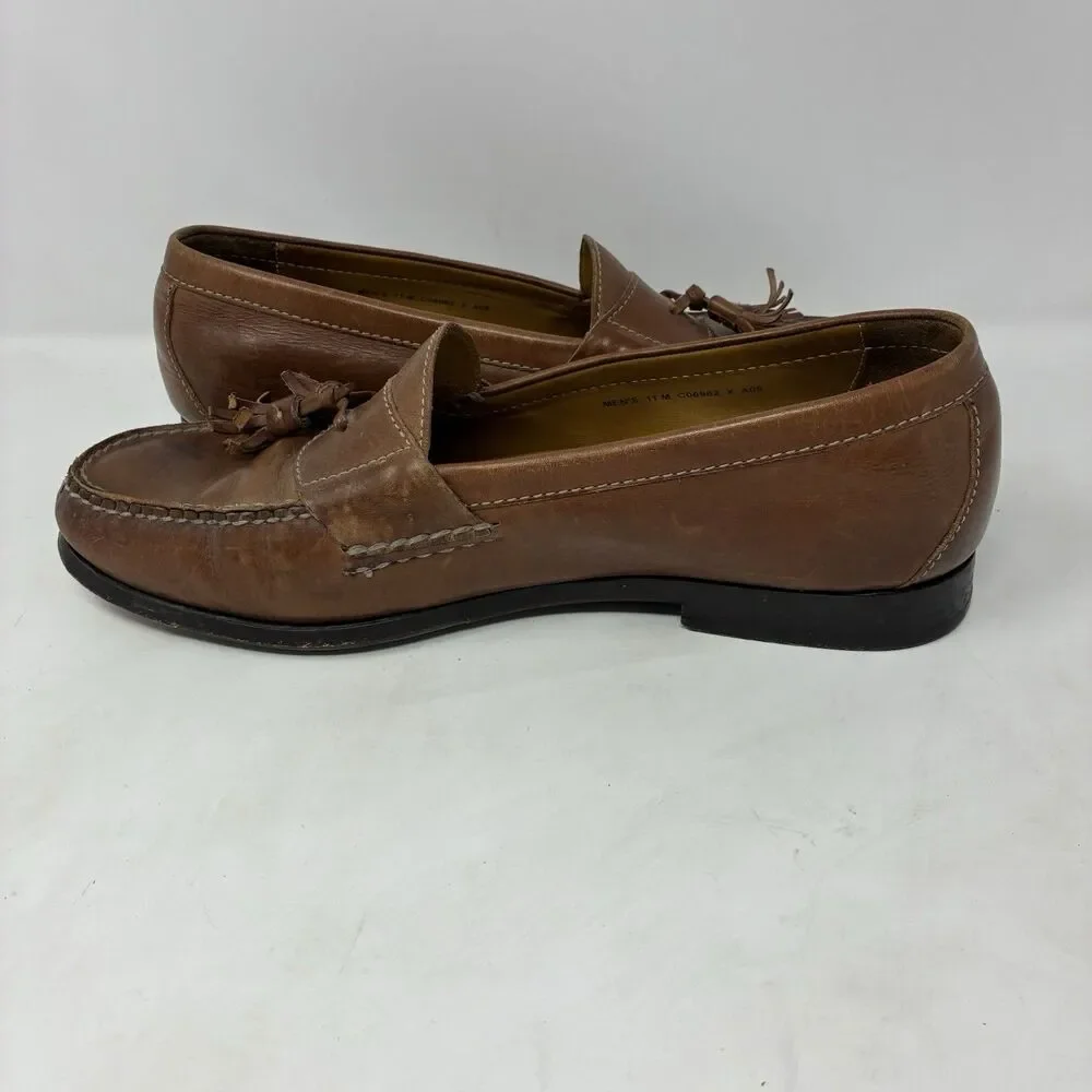 Cole Haan Size 11M C06982 Brown Leather Tassel Loafers NikeAir Slip On VGC